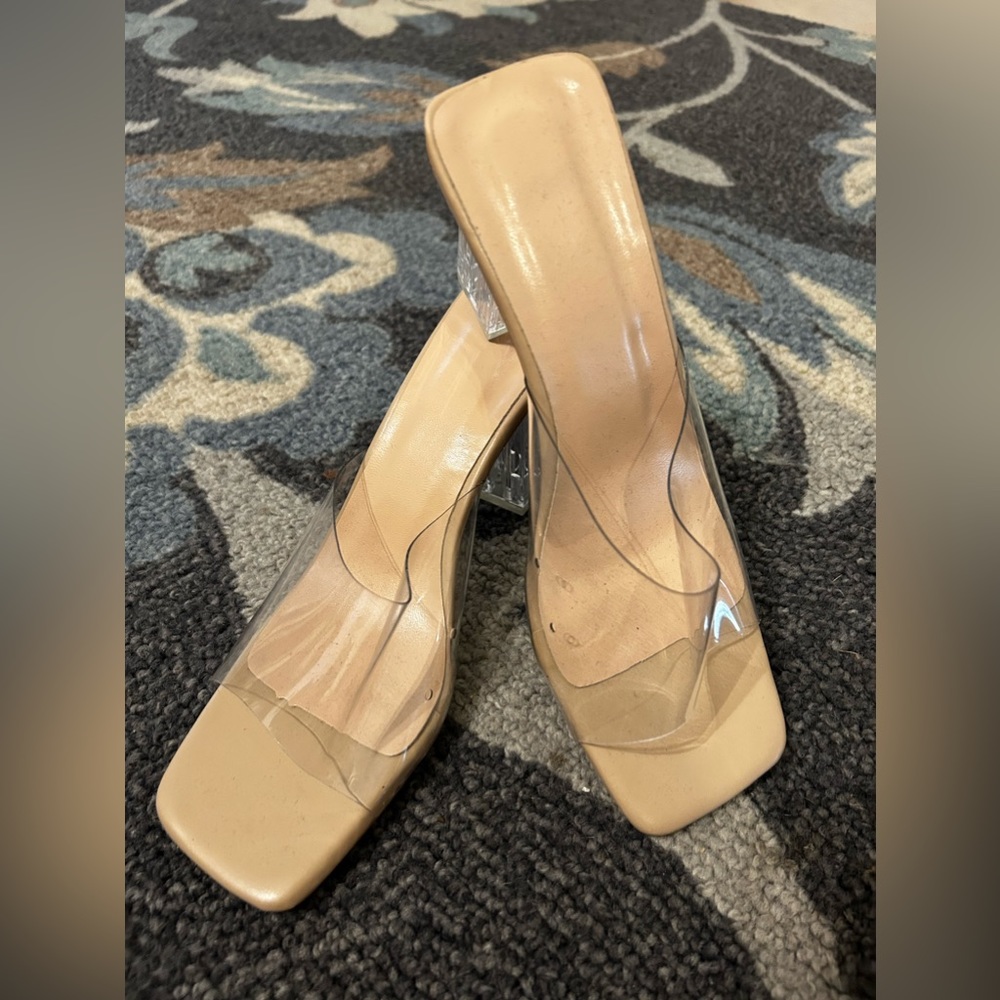 Clear slide chunky heels. Size 38. Size 7.5